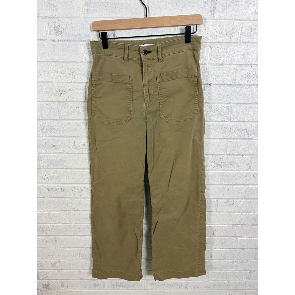 ASKK NY Sailor Pants Womens 29 Olive Green High Rise Wide Leg Patch Pocket USA